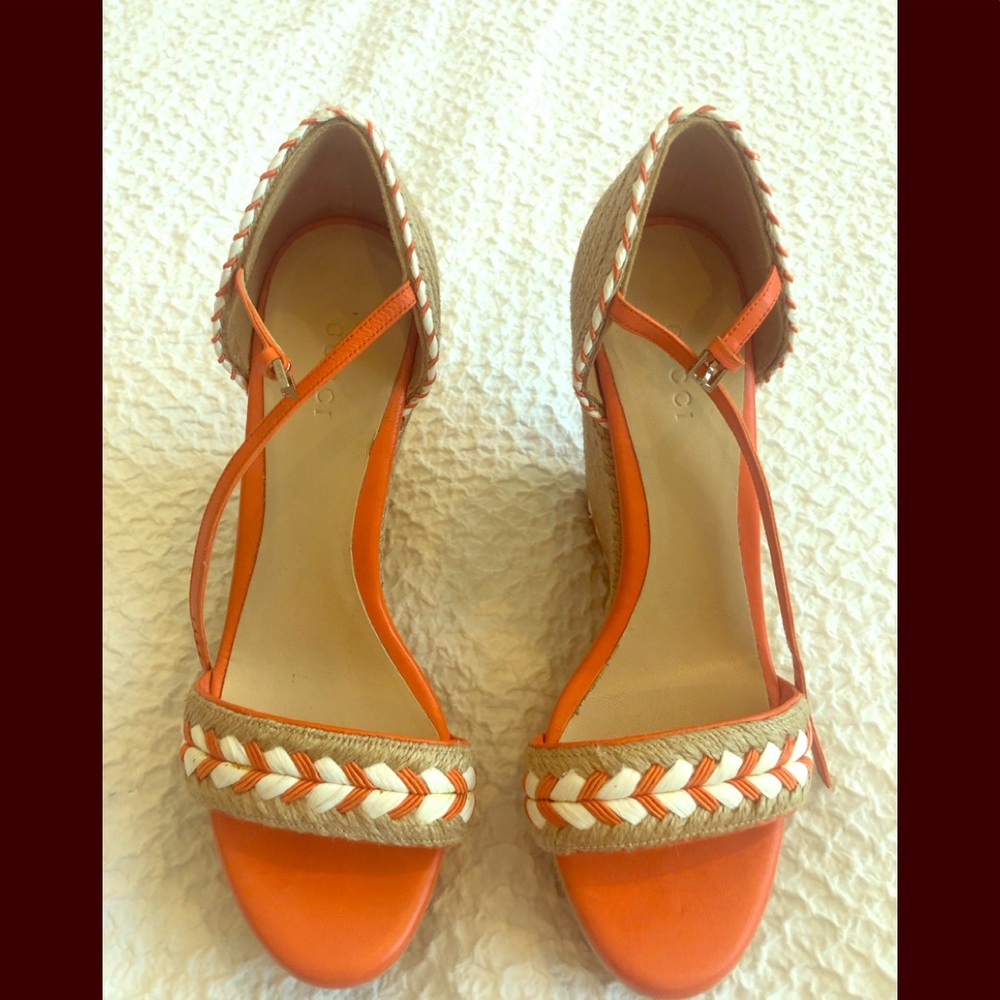 GUCCI Tiffany Espadrille Wedge Platform Sandals